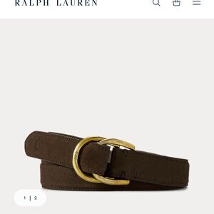 Polo Ralph Lauren Brown Suede men’s Belt with Gold D Ring Buckle NWT large